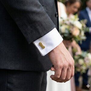Gold Cufflinks made of Stainless Bike Bicycle chain in Gift Boxed Groomsmen's